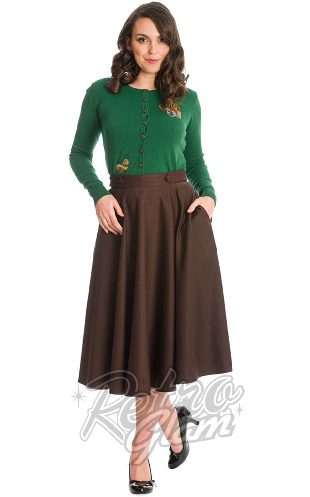 Banned Di Di Swing Skirt in Brown - M & L left only