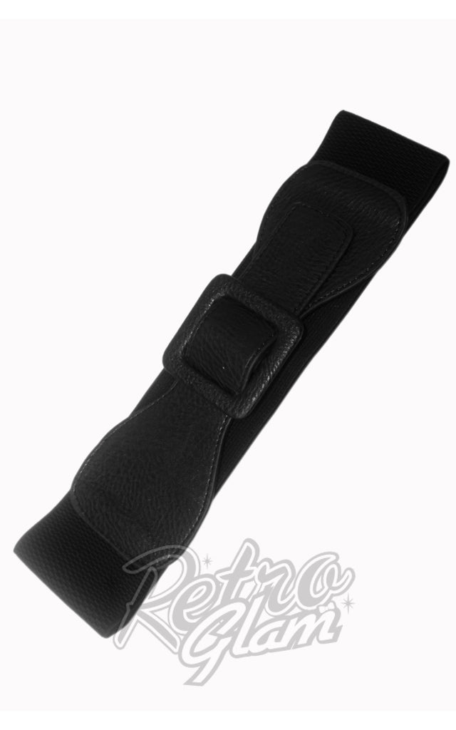 Banned Ladies Day Out Square Buckle Black Stretch Belt