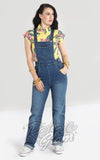 Hell Bunny Betty Lou Medium Blue Denim Dungarees