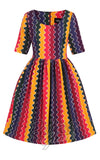 Collectif Amber-Lea Rainbow Wave Swing Dress detail