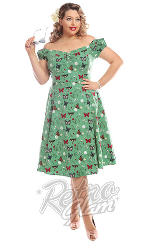 Collectif Dolores Doll Dress in Butterfly Print plus size