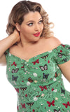 Collectif Dolores Doll Dress in Butterfly Print detail