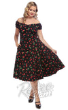 Collectif Dolores Doll Dress in Cherry Print plus sized rockabilly