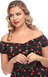 Collectif Dolores Doll Dress in Cherry Print plus sized pinup