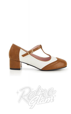 Lulu Hun Georgia Block Heel in Cream & Tan side