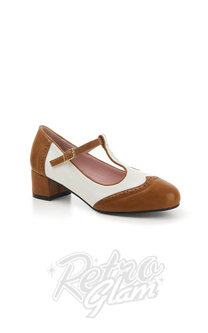 Lulu Hun Georgia Block Heel in Cream & Tan