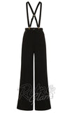 Collectif Glinda Suspender Trousers in Black detail front