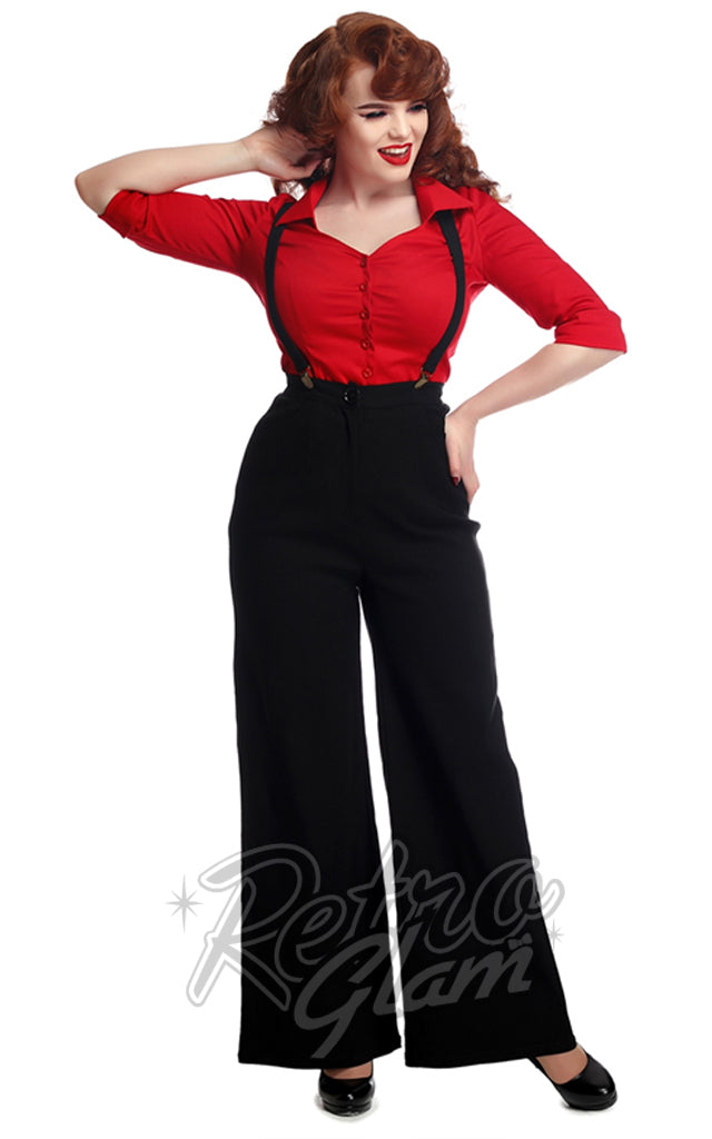 Collectif Glinda Suspender Trousers in Black - L left only