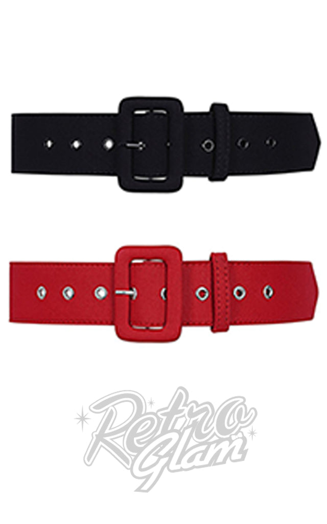 Collectif Jade Plain Belt in Black or Red - Red left only