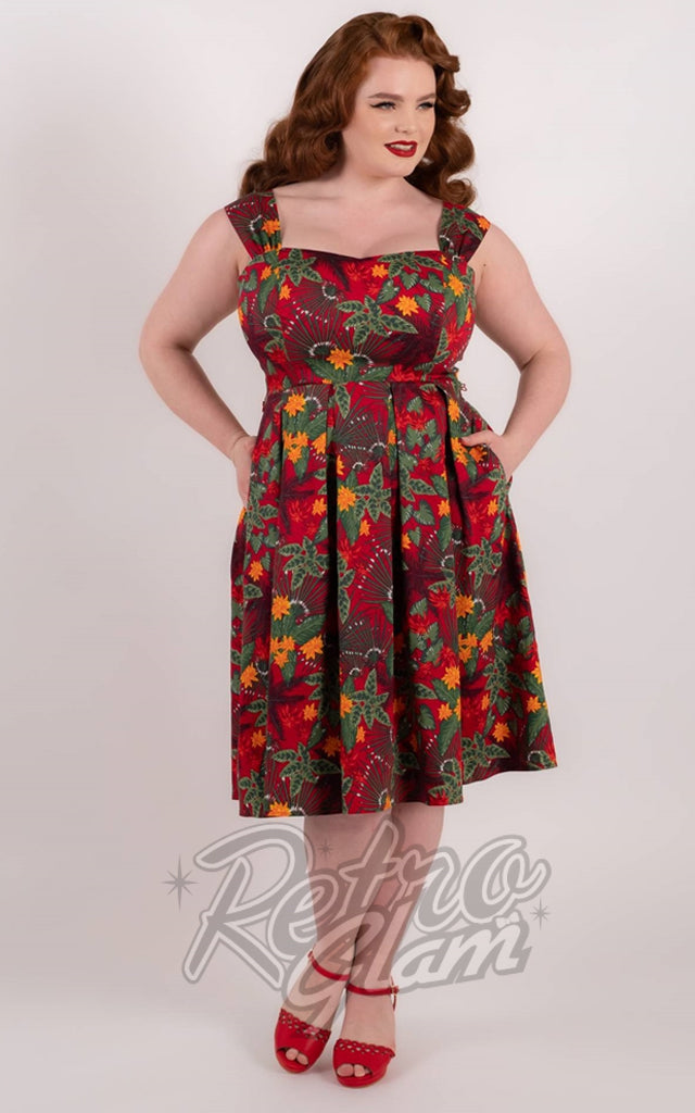 Collectif Jill Dress in Jungle Floral Print - 3XL left only