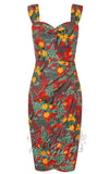Collectif Kulala Pencil Dress in Jungle Floral Print detail