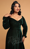 Collectif Velvet Ludmilla Swing Dress in Green 40s