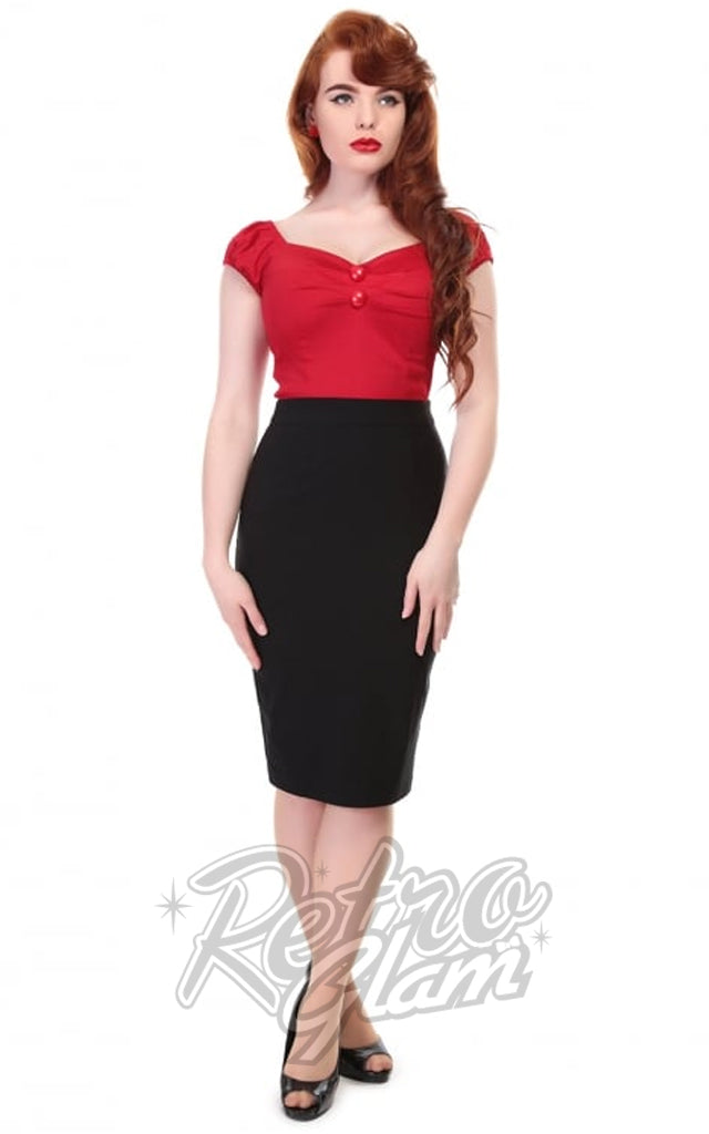 Collectif Polly Bengaline Pencil Skirt in Black - 2XL left