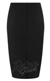 Collectif Polly Bengaline Pencil Skirt in Black back