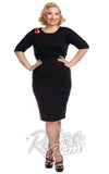Collectif Polly Bengaline Pencil Skirt in Black curvy