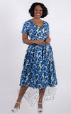 Collectif Shana Dress in Blue Pretty Roses pinup