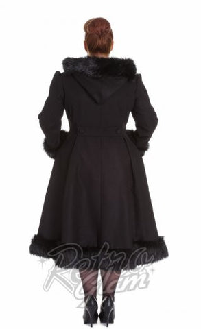 Hell Bunny Elvira Coat in Black Curvy back