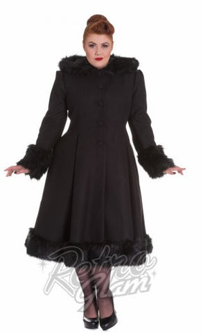 Hell Bunny Elvira Coat in Black Curvy