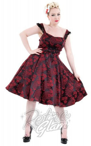 Orchid Bloom Brocade Amelia Dress in Red