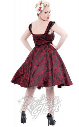 Orchid Bloom Brocade Amelia Dress in Red