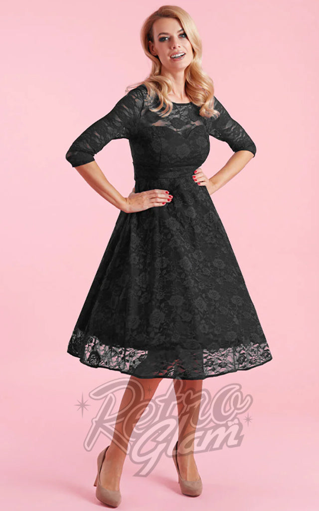 Dolly and Dotty Madeline Lace Dress in Black - 3XL left only
