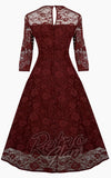 Dolly and Dotty Madeline Lace Dress in Burgundy detail back