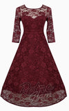 Dolly and Dotty Madeline Lace Dress in Burgundy detail front