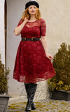 Dolly and Dotty Madeline Lace Dress in Burgundy model