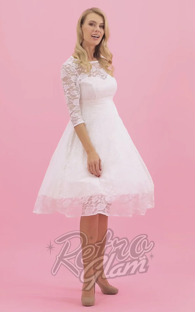 Dolly and Dotty Madeline Lace Dress in White - M & 3XL left only