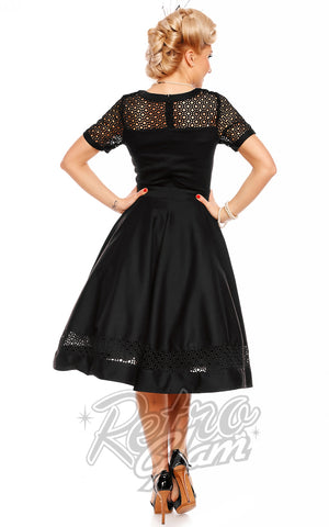 Dolly and Dotty Tess Lace Sleeved Dress in Black back