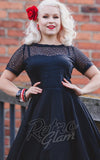 Dolly and Dotty Tess Lace Sleeved Dress in Black pinup