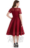 Dolly and Dotty Tess Lace Sleeved Dress in Burgundy back