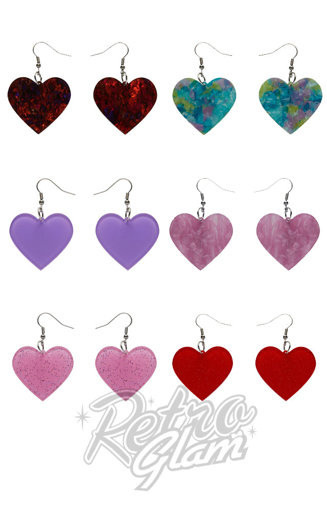 Erstwilder Essentials Solid Heart Drop Earrings - Assorted Colours
