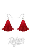 red lotus drop earrings
