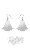 silver lotus drop earrings