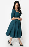 Unique Vintage Lamar Swing Dress in Dark Teal side