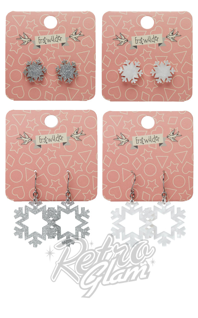 Erstwilder Christmas Essential Earrings - Snowflake Studs Silver