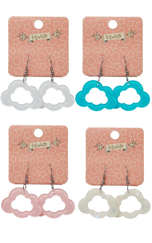 Erstwilder Essentials Open Cloud Drop Earrings - Pink left only