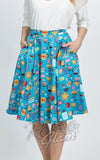 Eva Rose Skirt in Blue Kitchen Print detail