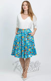 Eva Rose Skirt in Blue Kitchen Print