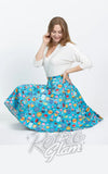 Eva Rose Skirt in Blue Kitchen Print pinup