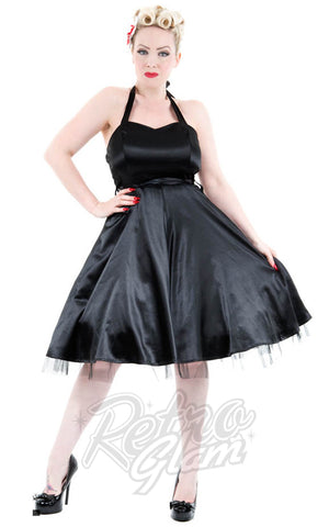 Hearts and Roses Occasion Halter Dress in Black