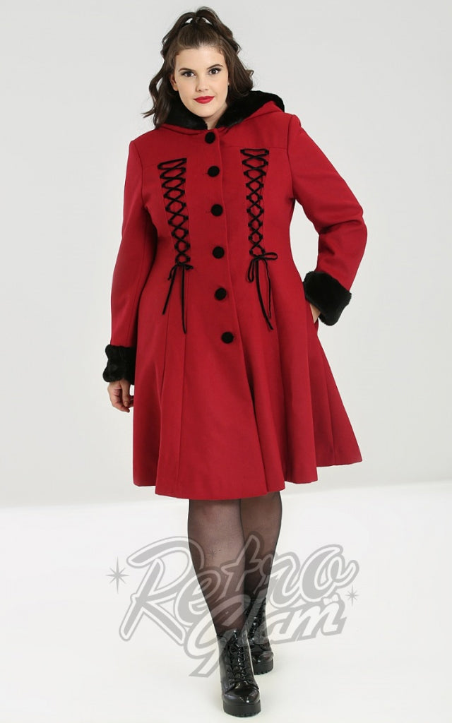 Hell Bunny Amaya Coat in Burgundy - Email/contact to order