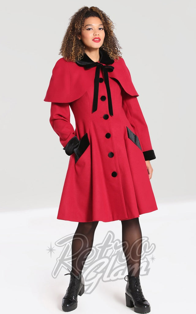 Hell Bunny Anouk Coat in Burgundy - Email/contact to special order
