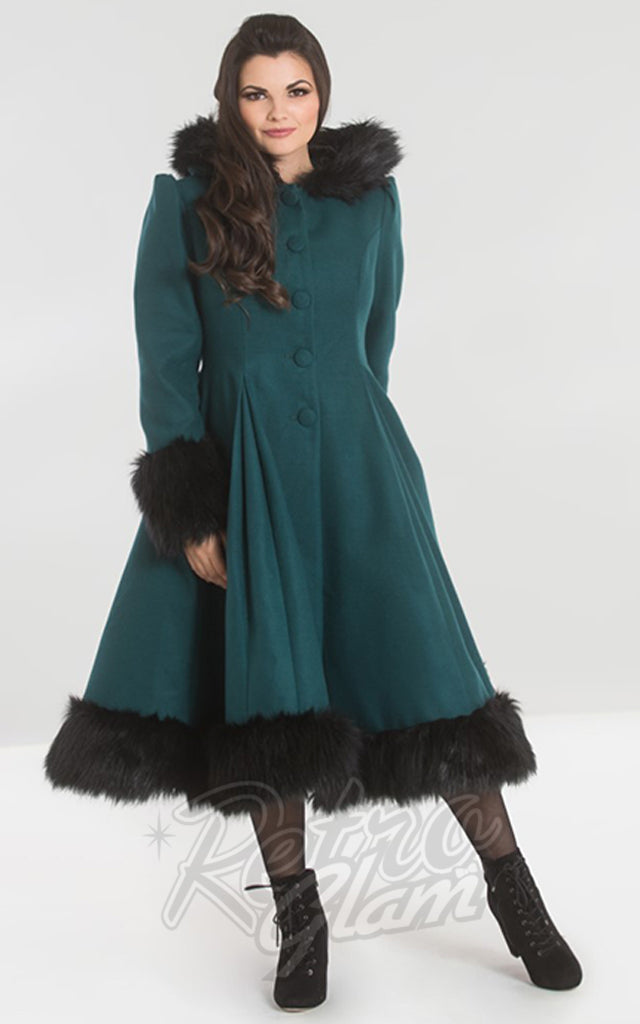Hell Bunny Elvira Coat in Deep Green - Email/Contact to special order