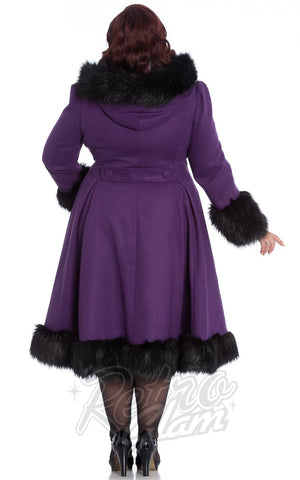 Hell Bunny Elvira Coat in Purple curvy back