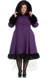 Hell Bunny Elvira Coat in Purple curvy