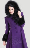 Hell Bunny Elvira Coat in Purple hood
