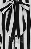 Hell Bunny Juno Tie Blouse in Black & White Stripe beetlejuice