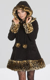 Hell Bunny Leopard Trim Leah Jane Coat retro